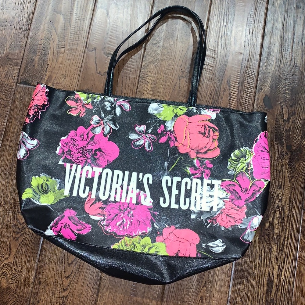 Victoria Secret neon flower tote bag